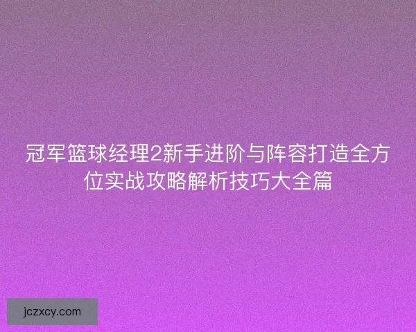 冠军篮球经理2新手进阶与阵容打造全方位实战攻略解析技巧大全篇